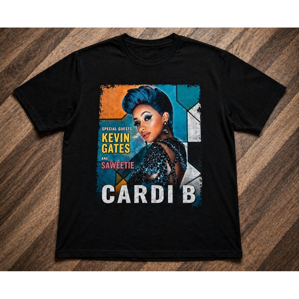 Cardi B T Shirt Mens M Kevin Gates Saweetie Double Sided Rap Concert Black